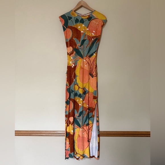 Zara Colorful Retro Style Floral Cutout Maxi Dress - Picture 11 of 12